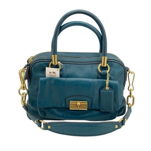 Coach 2010 Kristen Double Zip Leather Satchel in Teal Double Handle & strap - Picture 1 of 10